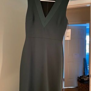 Hunter green dress w faux leather detail
